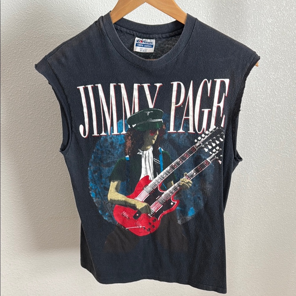 Vintage Jimmy Page concert  Black and Red Muscle Tee